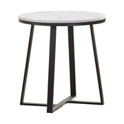 Hugo Metal Base Round End Table White and Matte Black - Theo's Factory Direct Mattress & Furniture (Columbus, OH)