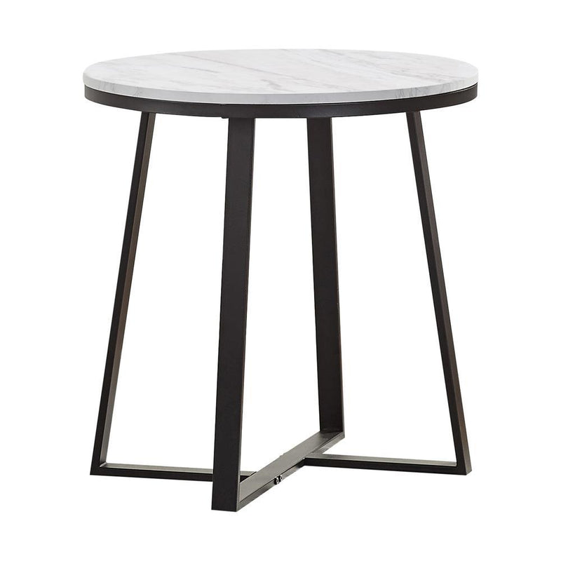 Hugo Metal Base Round End Table White and Matte Black - Theo's Factory Direct Mattress & Furniture (Columbus, OH)