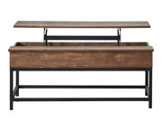 Byers Black Coffee Table with Hidden Storage Brown Oak and Sandy Black - Theo's Factory Direct Mattress & Furniture (Columbus, OH)
