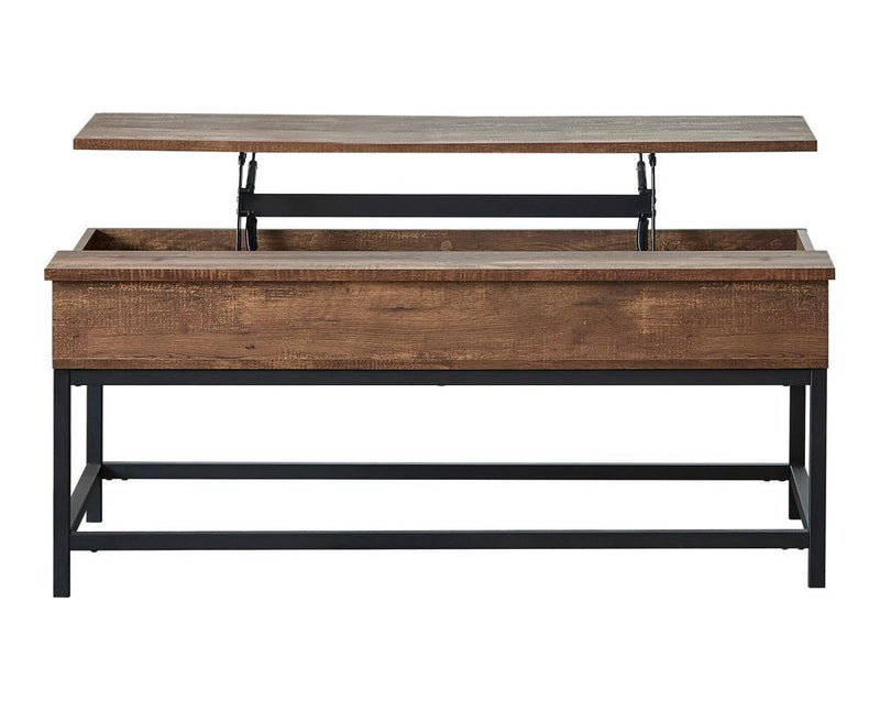 Byers Black Coffee Table with Hidden Storage Brown Oak and Sandy Black - Theo's Factory Direct Mattress & Furniture (Columbus, OH)