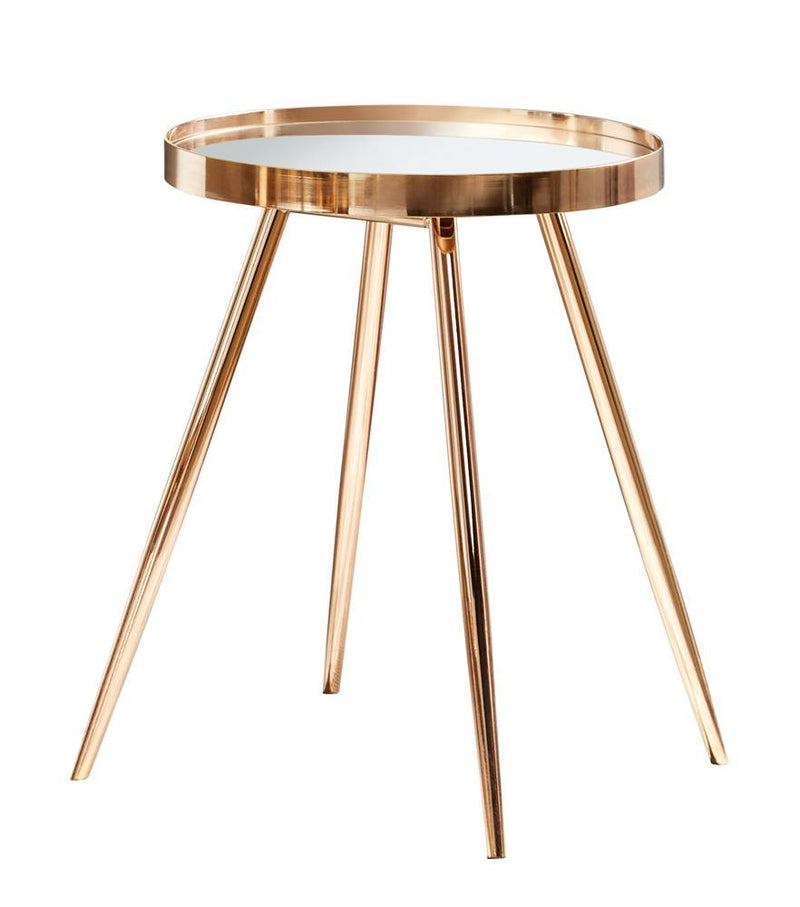 Kaelyn Round Mirror Top End Table Gold - Theo's Factory Direct Mattress & Furniture (Columbus, OH)