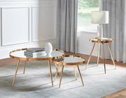 Kaelyn Round Mirror Top End Table Gold - Theo's Factory Direct Mattress & Furniture (Columbus, OH)
