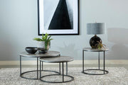 Lainey Faux Marble Round Top End Table Grey and Gunmetal - Theo's Factory Direct Mattress & Furniture (Columbus, OH)
