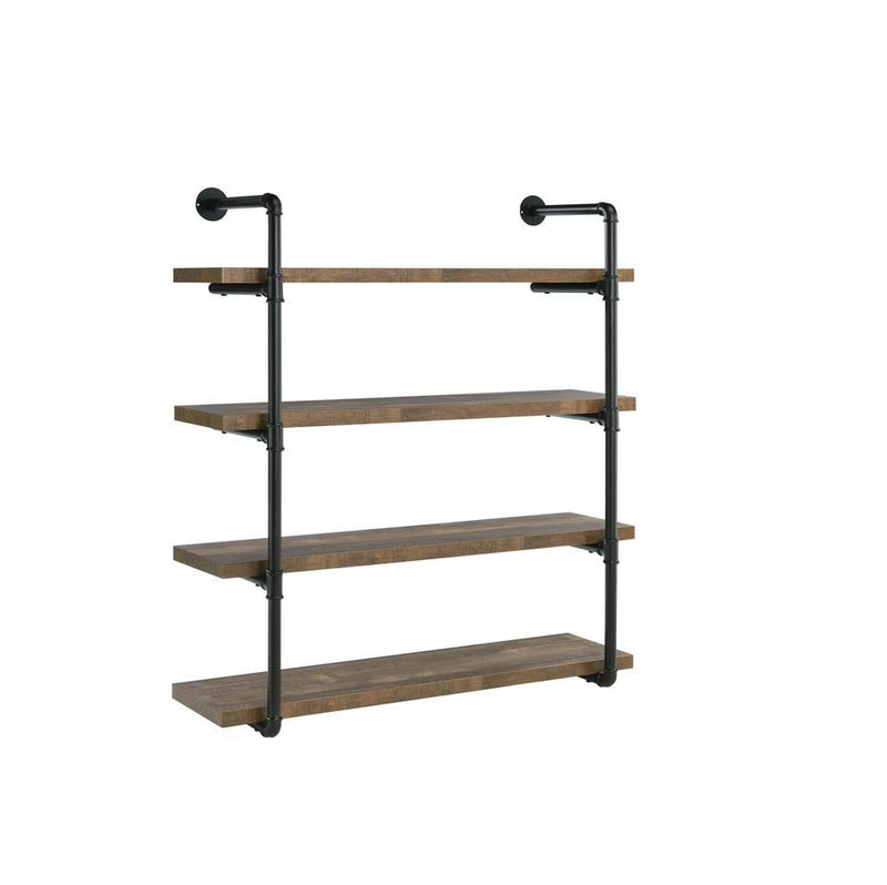 Elmcrest 40-inch Wall Shelf Black and Rustic Oak - Theo's Factory Direct Mattress & Furniture (Columbus, OH)