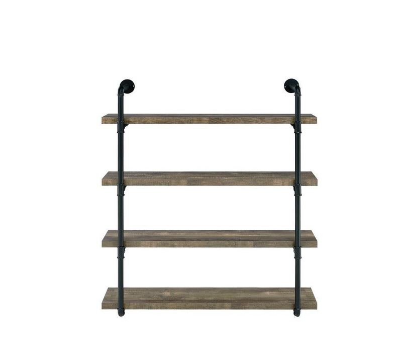 Elmcrest 40-inch Wall Shelf Black and Rustic Oak - Theo's Factory Direct Mattress & Furniture (Columbus, OH)