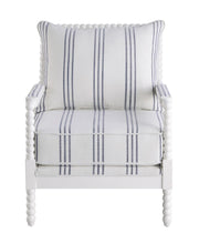 Blanchett Upholstered Accent Chair with Spindle Accent White and Navy - Theo's Factory Direct Mattress & Furniture (Columbus, OH)