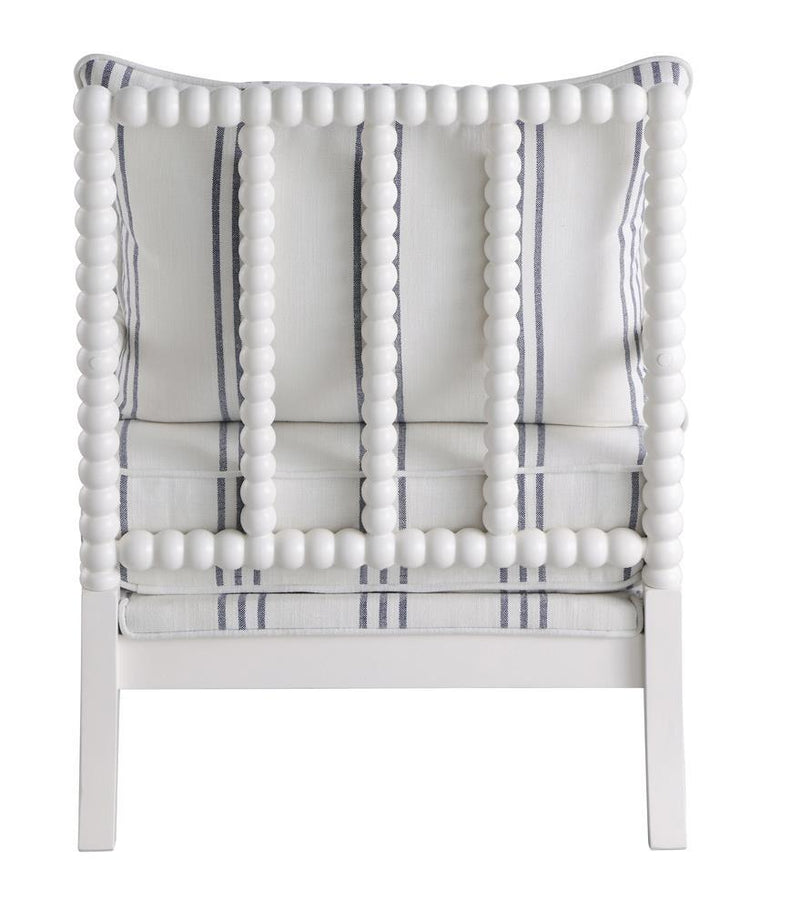 Blanchett Upholstered Accent Chair with Spindle Accent White and Navy - Theo's Factory Direct Mattress & Furniture (Columbus, OH)