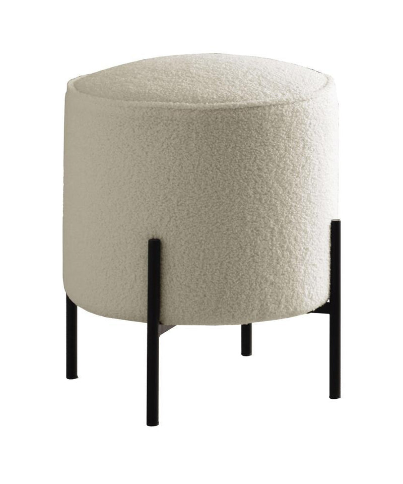 Basye Round Upholstered Ottoman Beige and Matte Black - Theo's Factory Direct Mattress & Furniture (Columbus, OH)