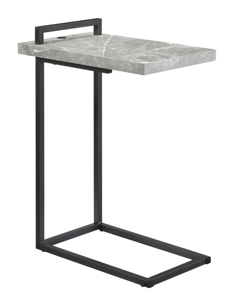 Maxwell C-shaped Accent Table Cement and Gunmetal - Theo's Factory Direct Mattress & Furniture (Columbus, OH)