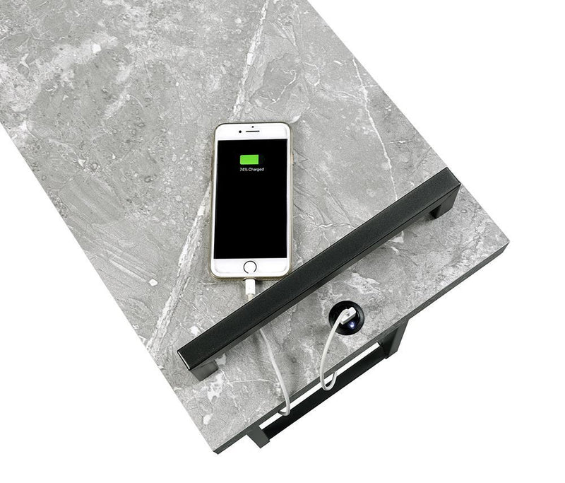 Maxwell C-shaped Accent Table Cement and Gunmetal - Theo's Factory Direct Mattress & Furniture (Columbus, OH)