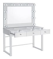 Umbridge 3-drawer Vanity with Lighting Chrome and White - Theo's Factory Direct Mattress & Furniture (Columbus, OH)