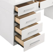 Felicity 9-drawer Vanity Desk with Lighted Mirror Glossy White - Theo's Factory Direct Mattress & Furniture (Columbus, OH)