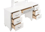 Barzini 7-drawer Vanity Desk with Lighted Mirror White - Theo's Factory Direct Mattress & Furniture (Columbus, OH)