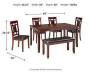 Bennox Dining Table and Chairs with Bench (Set of 6) - Theo's Factory Direct Mattress & Furniture (Columbus, OH)