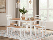 Gesthaven Dining Table with 4 Chairs and Bench (Set of 6) - Theo's Factory Direct Mattress & Furniture (Columbus, OH)