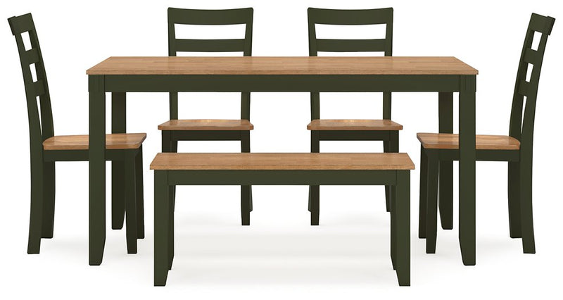 Gesthaven Dining Table with 4 Chairs and Bench (Set of 6) - Theo's Factory Direct Mattress & Furniture (Columbus, OH)