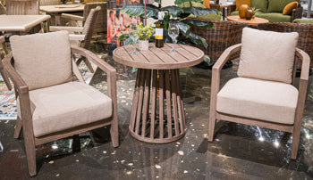 Joy Lagoon Outdoor Chairs with Cushions/Table (Set of 3) - Theo's Factory Direct Mattress & Furniture (Columbus, OH)