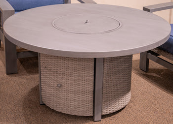 Half Moon Beach Outdoor Fire Pit Table - Theo's Factory Direct Mattress & Furniture (Columbus, OH)