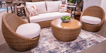 Double Point Outdoor Loveseat/2 Swivel Chairs (Set of 3) - Theo's Factory Direct Mattress & Furniture (Columbus, OH)