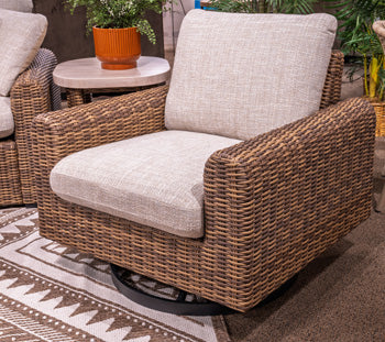 Dolan Creek Outdoor Swivel Lounge Chair with Cushion - Theo's Factory Direct Mattress & Furniture (Columbus, OH)