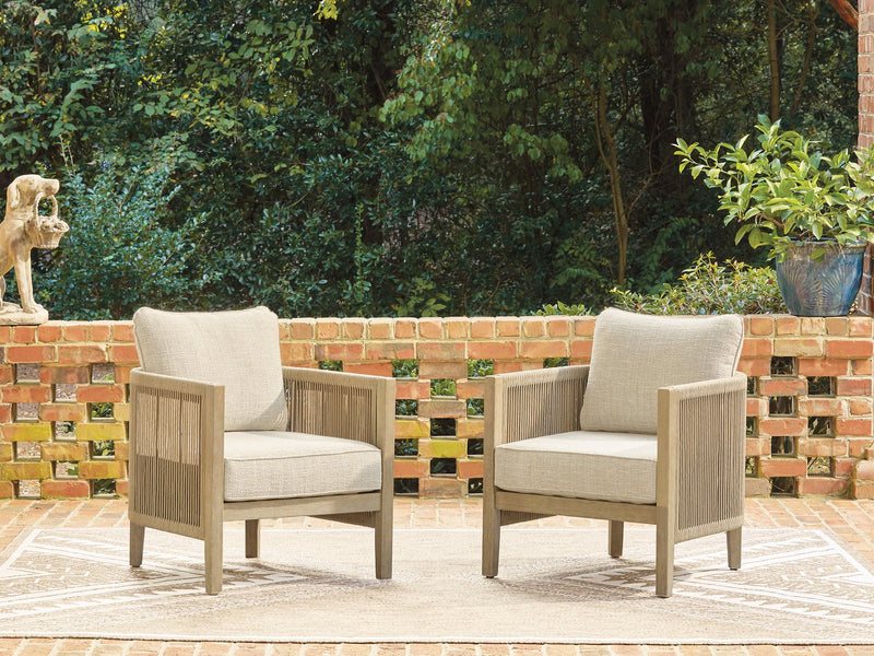 Spooners Cove Outdoor Lounge Chair with Cushion (Set of 2) - Theo's Factory Direct Mattress & Furniture (Columbus, OH)