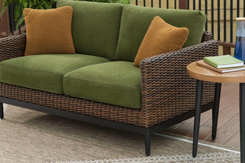 Horizon Hall Outdoor Loveseat with Cushion - Theo's Factory Direct Mattress & Furniture (Columbus, OH)
