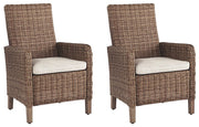 Beachcroft Outdoor Arm Chair with Cushion (Set of 2) - Theo's Factory Direct Mattress & Furniture (Columbus, OH)