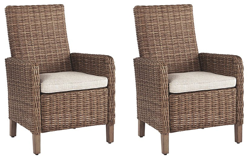 Beachcroft Outdoor Arm Chair with Cushion (Set of 2) - Theo's Factory Direct Mattress & Furniture (Columbus, OH)