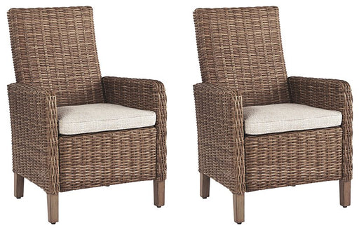 Beachcroft Outdoor Arm Chair with Cushion (Set of 2) - Theo's Factory Direct Mattress & Furniture (Columbus, OH)