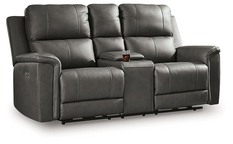 Bleckley Power Reclining Loveseat with Console - Theo's Factory Direct Mattress & Furniture (Columbus, OH)